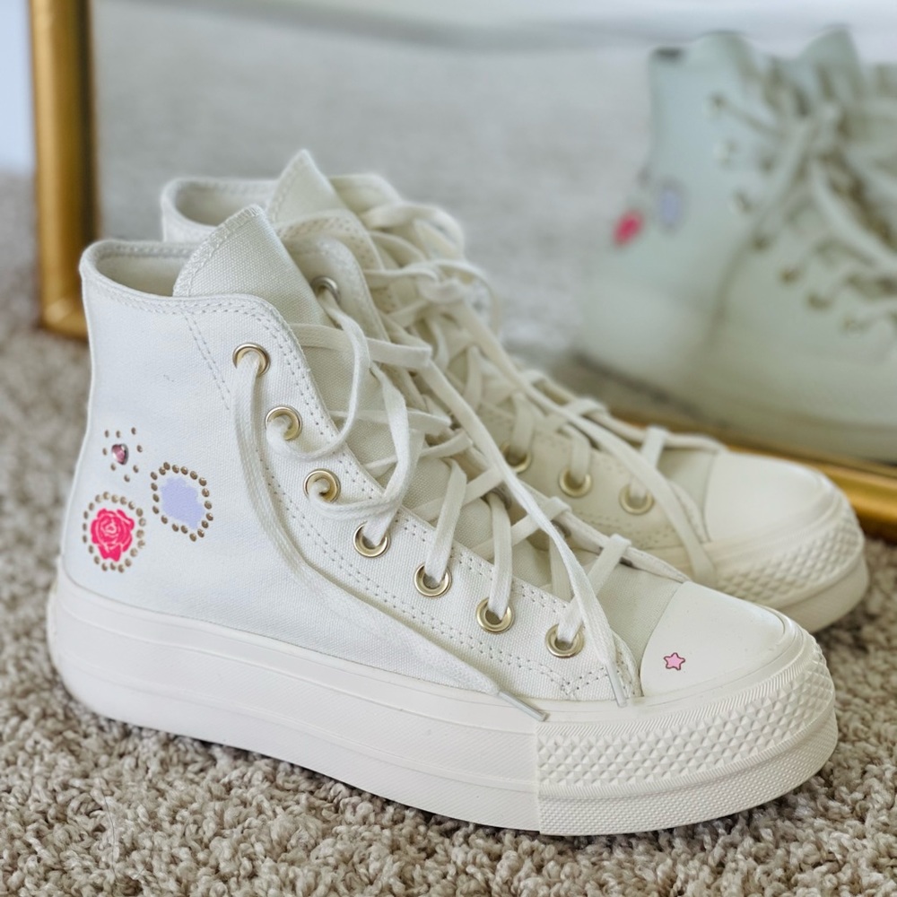 Chuck Taylor All Star Lift Platform Gem Shine - White Converse